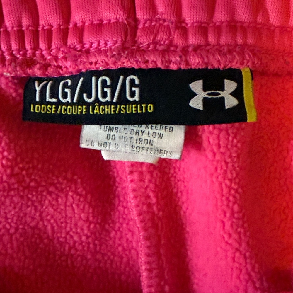 EUC Under Armour Storm Fleece Lined Pink Loose Sweat Pants Girls Sz Youth Large - Picture 7 of 11